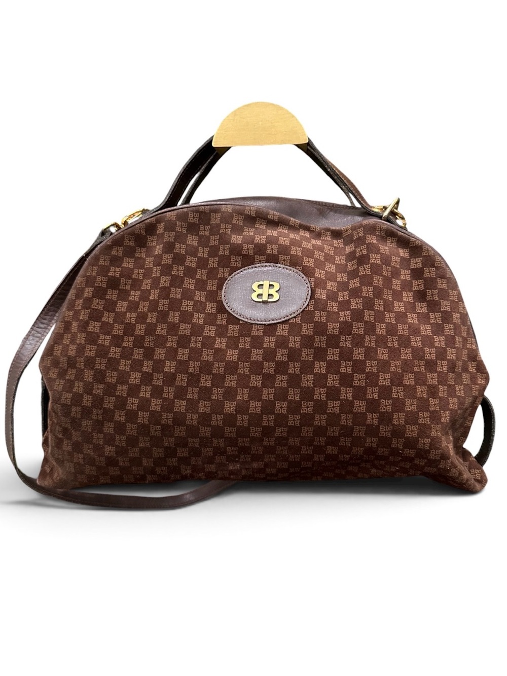 Vintage Bally BB Monogram Velour Anti-Form Bag made in Italy